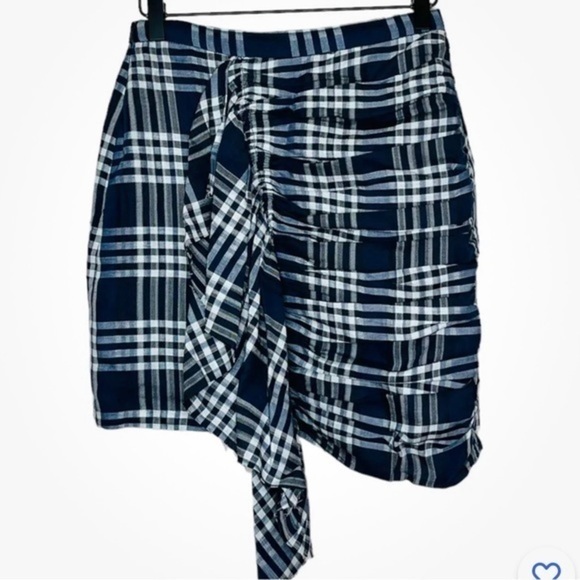 Zara Woman Ruffle cascade side checkered Plaid skirt Size S - Picture 1 of 7